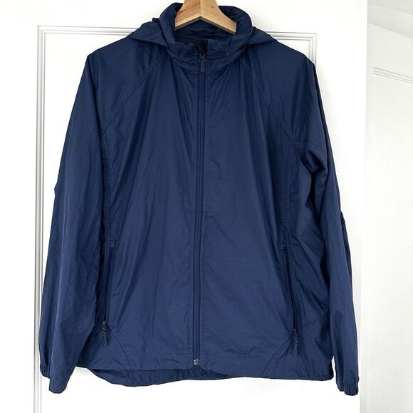 L.L.Bean Navy Blue Casco Bay‎ Windbreaker Jacket Women's Size Large Packable - Picture 1 of 9